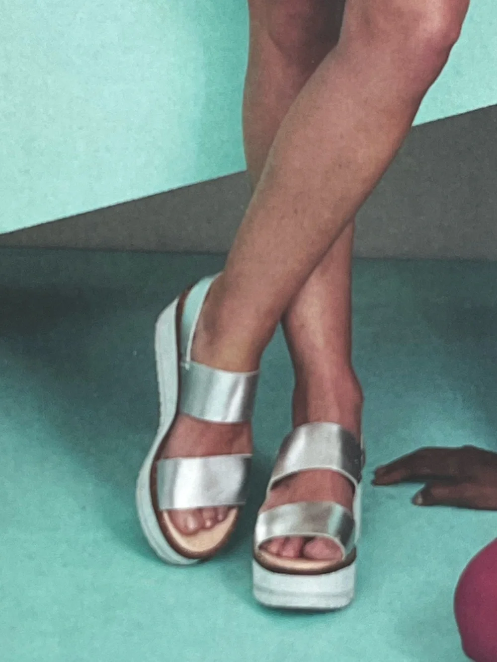 Zara Silver Metallic Platform Wedge Sandals